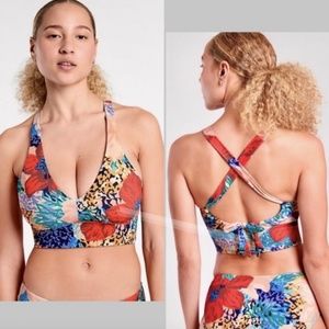 NWT Athleta Longline Plunge Printed Bikini Top Bora Bora